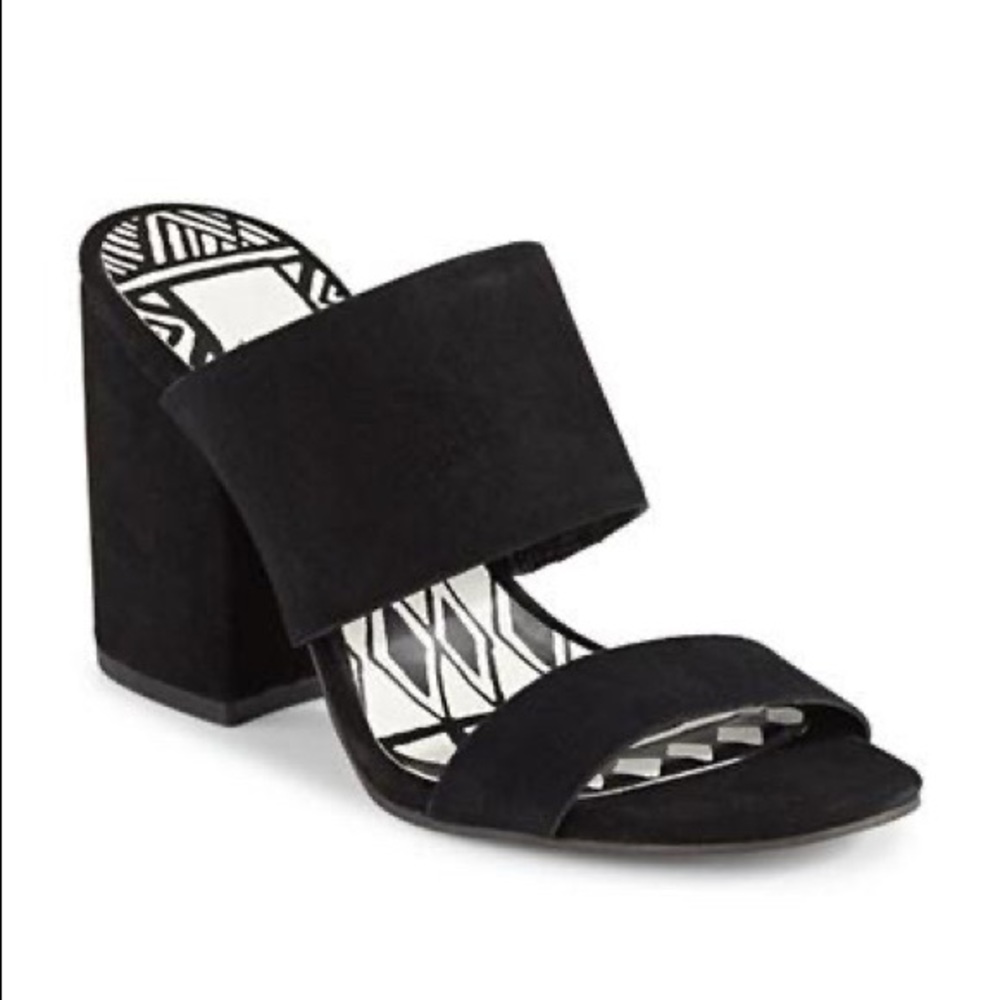 Dolce Vita Dual Strap Black Suede Sandal Heels